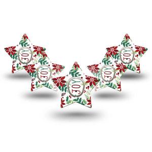 ExpressionMed Christmas Wreath Dexcom G7 Star Shape Tape, Dexcom Stelo Glucose Biosensor System,  5-Pack Tape and 5-Pack Sticker Winter Joyful Foliage, Overlay Patch CGM Design