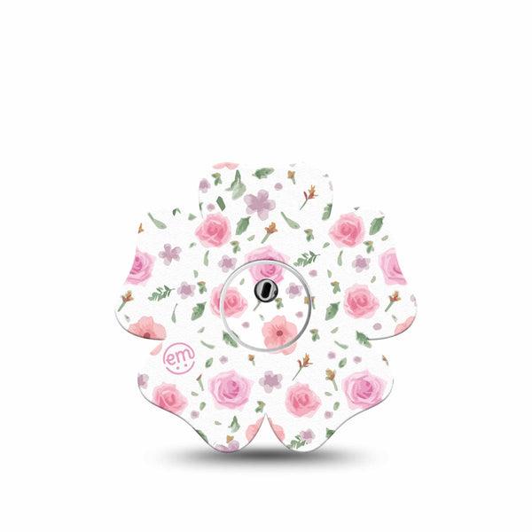 ExpressionMed Pastel Flower Freestyle Libre 3 and Libre 3 Plus Flower Shape Tape Single Tape and Single Sticker Soft Petals, Plaster CGM Design