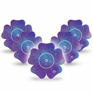 ExpressionMed Galaxy Freestyle Libre 2 and Libre 2 Plus Flower Shape Tape, Abbott Lingo, 5-Pack Tape and 5-Pack Sticker Galactic Wonders Plaster CGM Design