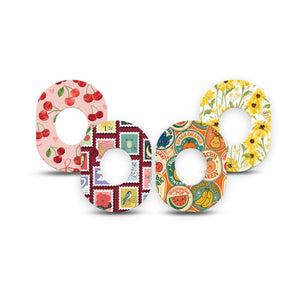 ExpressionMed Sweet Stickers Dexcom G7 and Dexcom Stelo Glucose Biosensor System Mini, 4-Pack Tape Warm tone prints Fixing Ring Patch for Continuous Glucose Monitor