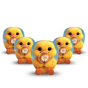 ExpressionMed Daisy Duckling Freestyle Libre, Libre 2 Plus, and Abbott Lingo Gumdrop, 5-Pack Tape and 5-Pack Sticker Cute sitting duck Accessories for Continuous Glucose Monitor