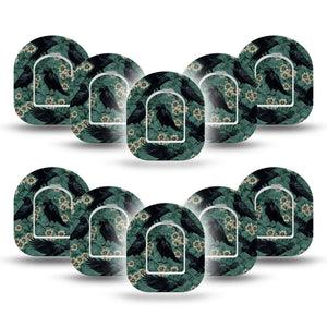 ExpressionMed Crows Omnipod Mini, 10-Pack Tape + 10-Pack Sticker Halloween autumn aesthetic Overlay Patch For Pump