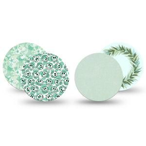 ExpressionMed Pistachio Whirl Variety Pack Freestyle Libre and Libre 2 Plus Overpatch, Abbott Lingo, 4-Pack Tape Variety, Springy Light Green Inspired, Fixing Ring Patch CGM Design