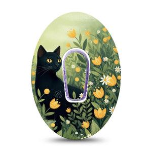 ExpressionMed Jungle Cat Dexcom G6, Single Tape and Single Sticker Black kitten meadow Sensor Cover for Continuous Glucose Monitor