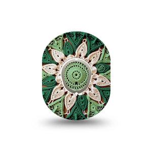 ExpressionMed Knit Monstera Dexcom G7 and Dexcom Stelo Glucose Biosensor System Mini, Single Tape and Single Sticker Green knit monstera Waterproof Sensor Cover for CGM