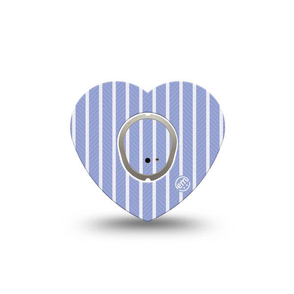 ExpressionMed Blue Stripes Dexcom G7 and Dexcom Stelo Glucose Biosensor System Heart, Single Tape and Single Sticker Light blue and white stripes Best Covers for CGM
