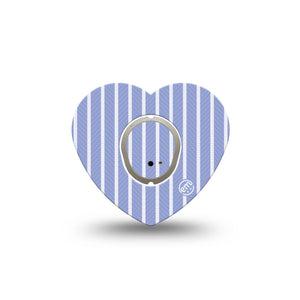 ExpressionMed Blue Stripes Dexcom G7 and Dexcom Stelo Glucose Biosensor System Heart, Single Tape and Single Sticker Light blue and white stripes Best Covers for CGM