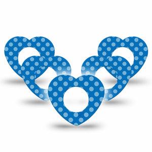 ExpressionMed Blue Polka Dots Freestyle Libre 2 and Libre 2 Plus Heart Shape Tape, Abbott Lingo, 5-Pack Tape Blue Polka Dots, Adhesive Patch CGM Design