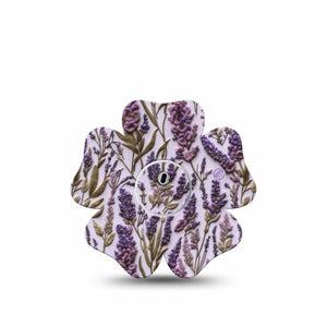 ExpressionMed Stitched Bloom Freestyle Libre 3 and Libre 3 Plus Flower, Single Tape and Single Sticker Purple embroidery Adhesive Tape for CGM