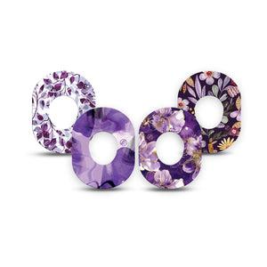 ExpressionMed Moody Plum Dexcom G7 and Dexcom Stelo Glucose Biosensor System Mini, 4-Pack Tape Beautiful purple tones Fixing Ring Patch for Continuous Glucose Monitor