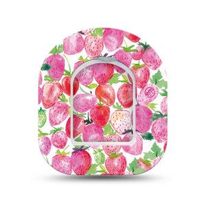 ExpressionMed Strawberry Crush Omnipod Surface Center Sticker and Mini Tape Pinky Strawberries Vinyl Sticker and Tape Design Pump Design