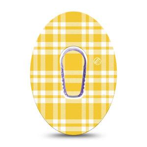 ExpressionMed yellow gingham Dexcom G6, Single Tape and Single Sticker Sunny checker print Sensor Cover for Continuous Glucose Monitor