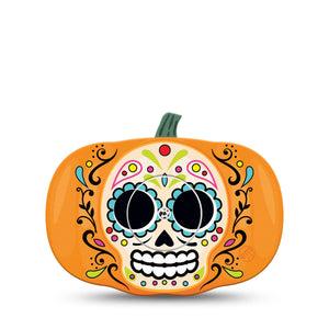 ExpressionMed Sugar Skull Pumpkin Freestyle Libre 2 Pumpkin Shape Tape, Abbott Lingo, Single Tape and Single Sticker Day of the Dead Pumpkin Plaster Continuous Glucose Monitor Design