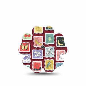 ExpressionMed Postage Stamp Freestyle Libre 3 and Libre 3 Plus Flower, Single Tape and Single Sticker Fun postage stamps Adhesive Tape for CGM