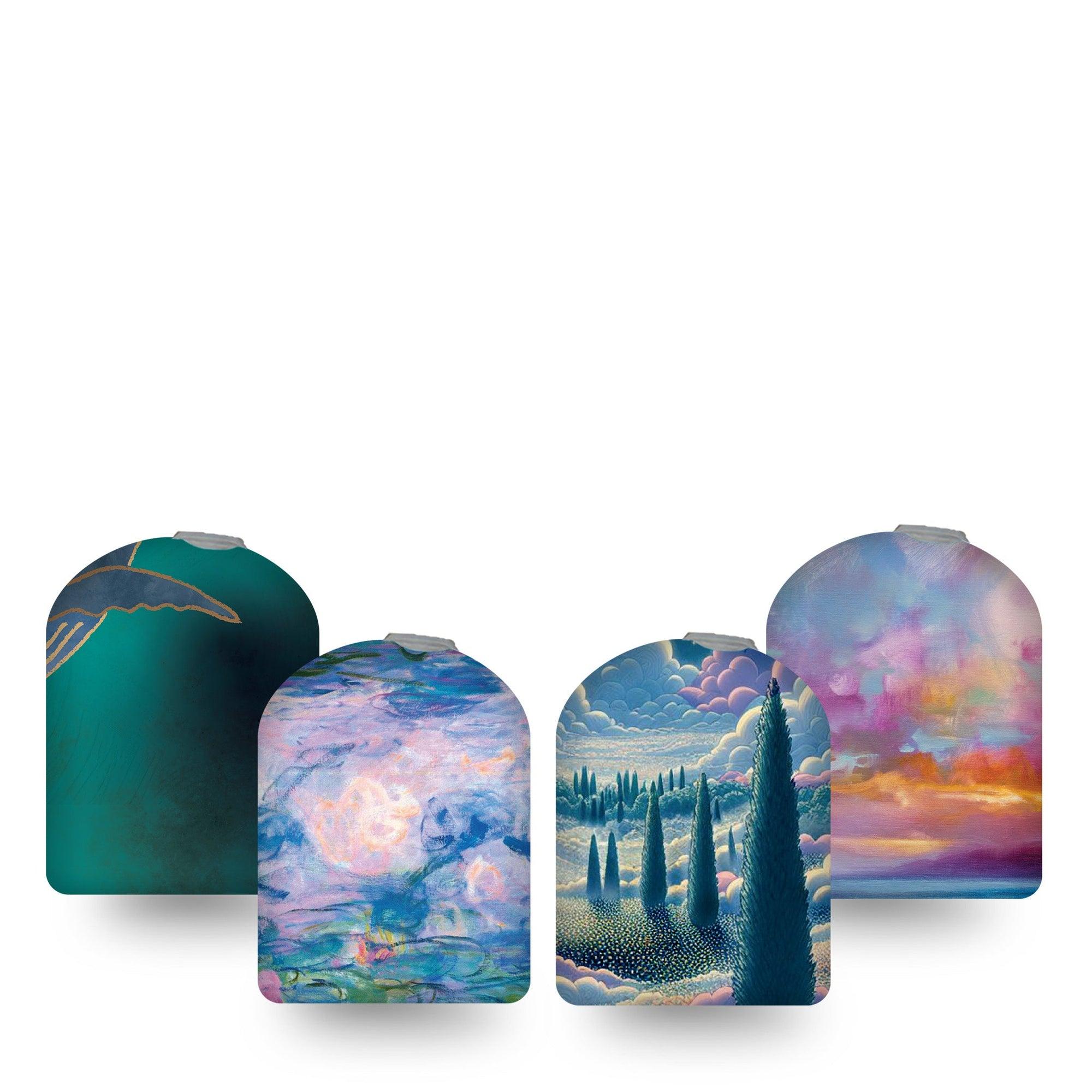 ExpressionMed Spirited Away Variety Pack Omnipod Full Wrap Center Sticker 4-Pack Sticker Variety Artwork Cloudy Landscapes Vinyl Decoration Pump Design