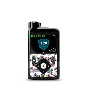 ExpressionMed Vintage Music Tapes MiniMed Pump Sticker  Single Sticker Only Bright Cassette Pattern, Vinyl Decoration Pump Design