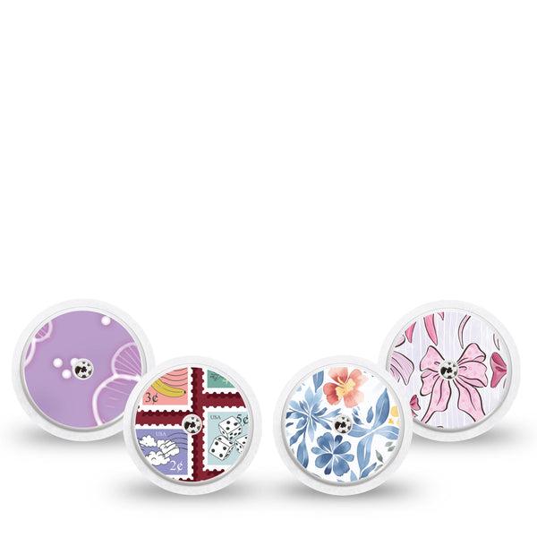 ExpressionMed Darling Details Freestyle Libre, Libre 2 Plus, and Abbott Lingo Sticker, 4-Pack Sticker Delicate prints Overlay Patch for Continuous Glucose Monitor