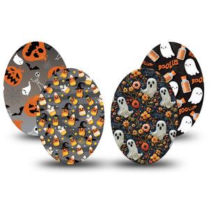 ExpressionMed Ghostly Giggles Variety Pack Medtronic Guardian Enlite Universal Oval, 4-Pack Tape Variety, Fall Autumn Inspired, Plaster CGM Design