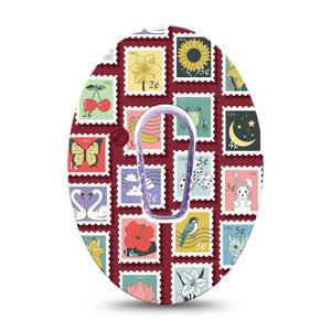 ExpressionMed Postage Stamp Dexcom G6, Single Tape and Single Sticker Postal stamps inspired Sensor Cover for Continuous Glucose Monitor