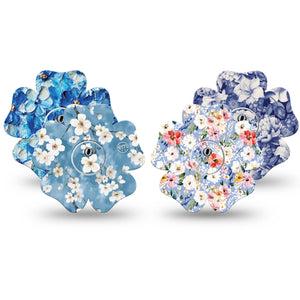 ExpressionMed Blue Petals Freestyle Libre 3 and Libre 3 Plus Flower, tape and sticker  Spring blue blossoms Accessories for CGM