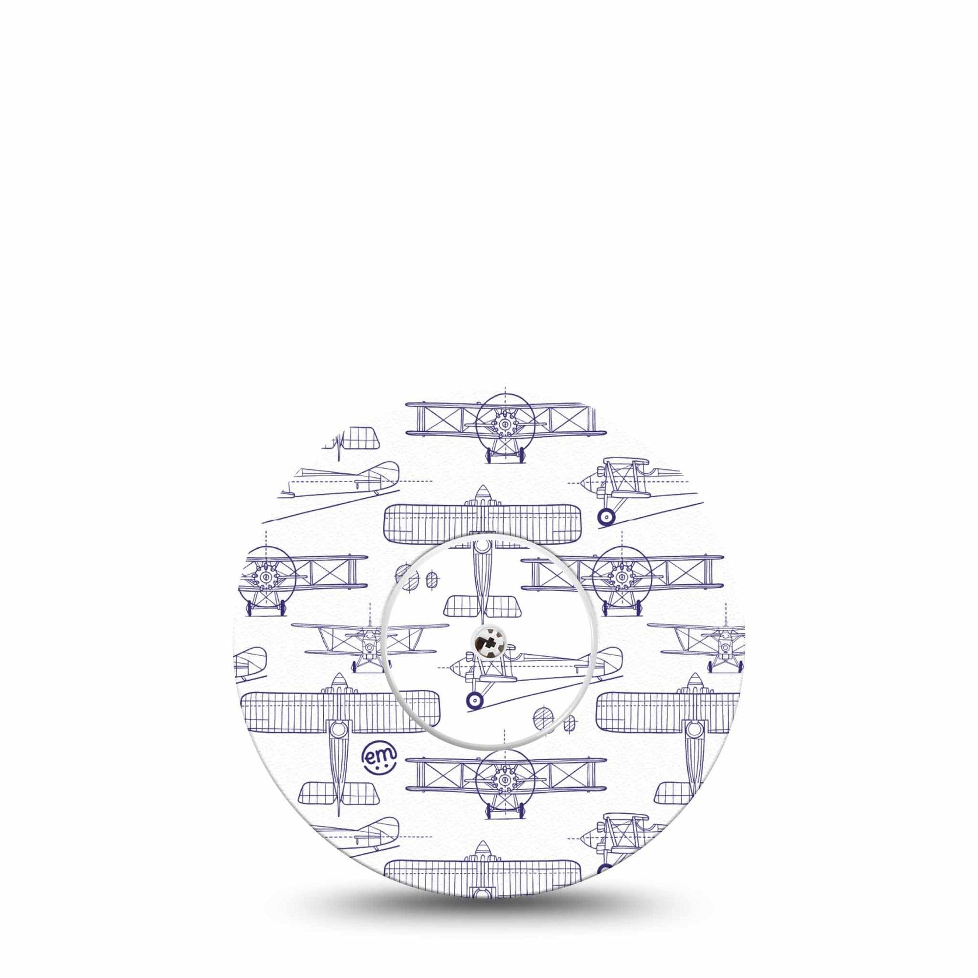 ExpressionMed Airplane Freestyle Libre and Libre 2 Plus Sticker and Tape, Abbott Lingo, Glider Planes, Adhesive Sticker and Tape Design Continuous Glucose Monitor Design