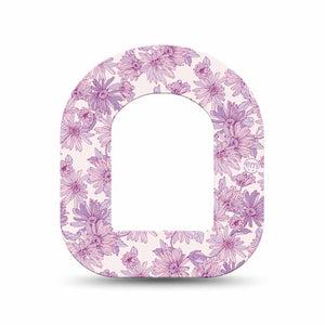 ExpressionMed Purple Daisy Omnipod Mini Tape, Single Tape Gentle Pastel Lilac Florals, Adhesive Tape Pump Design
