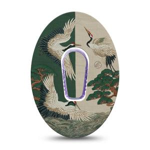ExpressionMed Tapestry Cranes Dexcom G6, Single Tape and Single Sticker Nature art tapestry Sensor Cover for Continuous Glucose Monitor