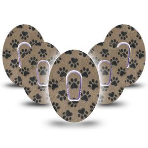 ExpressionMed Fuzzy Pawprints Dexcom G6, 5-Pack Tape and 5-Pack Sticker Fur pawprints Decorative Decal for CGM