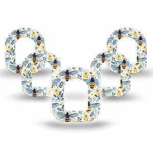 ExpressionMed Busy Bees Omnipod Mini, 5-Pack Delicate bees flowers Sensor Cover For Insulin Pump