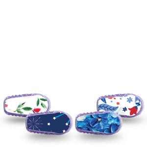 ExpressionMed Red, White & Bloom Variety Pack Dexcom G6 Sticker 4-Pack Sticker Variety July Flowers, Vinyl Decoration Continuous Glucose Monitor Design