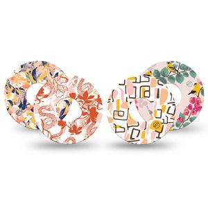 ExpressionMed Sunset Sorbet Variety Pack Freestyle Libre 3 and Libre 3 Plus Tape, 4-Pack Tape Variety Fun Geometrical Art, Adhesive Tape Continuous Glucose Monitor Design