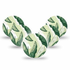 ExpressionMed Palm Leaf Freestyle Libre 3 and Libre 3 Plus OverPatch, 5-Pack Shady and sunny leaves Plaster for Continuous Glucose Monitor