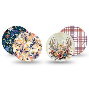 ExpressionMed Antlers & Autumn Variety Pack Freestyle Libre and Libre 2 Plus Sticker and Tape, Abbott Lingo,   Fall Time Bouquet, Adhesive Sticker and Tape Design Continuous Glucose Monitor Design