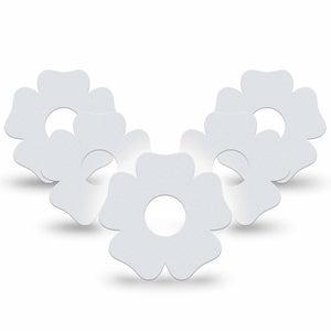 ExpressionMed White Freestyle Libre 3 and Libre 3 Plus Flower Shape Tape 5-Pack Tape Light Background, Overlay Tape CGM Design