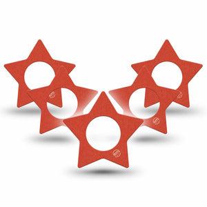 ExpressionMed Cherry Red Freestyle Libre 2 and Libre 2 Plus Star Shape Tape, Abbott Lingo, 5-Pack Tape Cherry Crimson Inspired, Adhesive Tape CGM Design