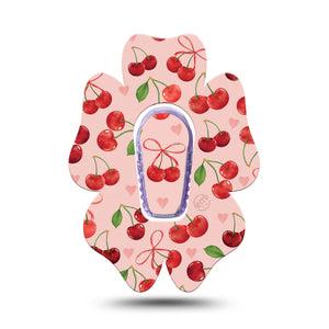 ExpressionMed Cherries Dexcom G6 Flower Shape Tape, Single Tape and Single Sticker Sweet Cherry Bundles, Adhesive Patch Continuous Glucose Monitor Design