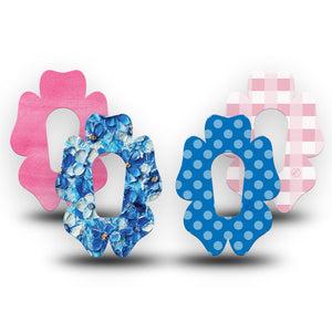 ExpressionMed Cotton Candy Coast Variety Pack Dexcom G6 Flower Shape Tape, 4-Pack Tape Variety Gingham and Florals, Adhesive Patch Continuous Glucose Monitor Design