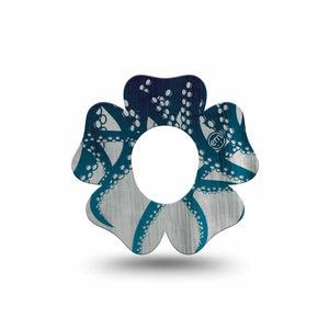 ExpressionMed Tentacles Dexcom G7 Flower Shape Tape, Dexcom Stelo Glucose Biosensor System, Single Tape Moody Ocean Print, Plaster CGM Design