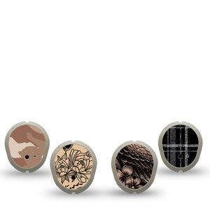 ExpressionMed Black and Tan Variety Pack Variety Pack Dexcom G7 Sticker, Dexcom Stelo Glucose Biosensor System, 4-Pack Sticker Variety Beige and Black Toned Prints, Vinyl Decoration Continuous Glucose Monitor Design