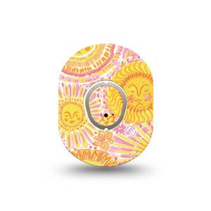 ExpressionMed Bright Sunshine Dexcom G7 and Dexcom Stelo Glucose Biosensor System Mini, Single Tape and Single Sticker golden summer aesthetic Waterproof Sensor Cover for CGM