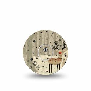ExpressionMed Woodland Reindeer Freestyle Libre 3 and Libre 3 Plus Tape, Single Tape and Single Sticker Basic Muted Christmas, Adhesive Tape Continuous Glucose Monitor Design