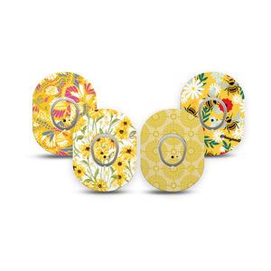 ExpressionMed Daisy Meadow Variety Pack Dexcom G7 Mini Tape, Dexcom Stelo Glucose Biosensor System, 4-Pack Tape and 4-Pack Sticker Variety Sunflower Bursts Inspired, Patch Continuous Glucose Monitor Design