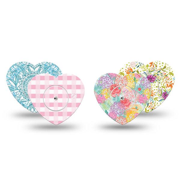 ExpressionMed Fresh Greenery Freestyle Libre, Libre 2 Plus, and Abbott Lingo Heart, tape and sticker  Florals and gingham Decorative Patch for CGM