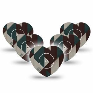 ExpressionMed Timberline  Freestyle Libre, Libre 2 Plus, and Abbott Lingo Heart, 5-Pack Tape and 5-Pack Sticker Triangle art Plaster for Continuous Glucose Monitor