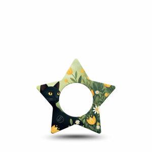 ExpressionMed Jungle Cat Freestyle Libre, Libre 2 Plus, and Abbott Lingo Star, Single Tape Black cat green grasses Decorative Patch for CGM