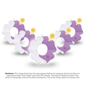 ExpressionMed Solar Violet Dexcom G7 Flower Shape Tape, Dexcom Stelo Glucose Biosensor System, 5-Pack Tape UV-Sensitive Color, Plaster CGM Design