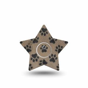 ExpressionMed Fuzzy Pawprints Freestyle Libre 3 and Libre 3 Plus Star, Single Tape and Single Sticker Textile inspired  Fixing Ring Tape for CGM