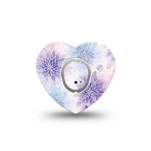 ExpressionMed Wisteria Fade Dexcom G7 and Dexcom Stelo Glucose Biosensor System Heart, Single Tape and Single Sticker Faded purple petals Best Covers for CGM
