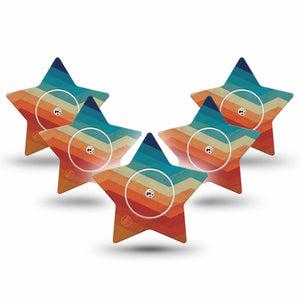 ExpressionMed Retro Winter Coat Freestyle Libre 2 and Libre 2 Plus Star Shape Tape, Abbott Lingo, 5-Pack Tape and 5-Pack Sticker Funky Vintage, Adhesive Tape CGM Design