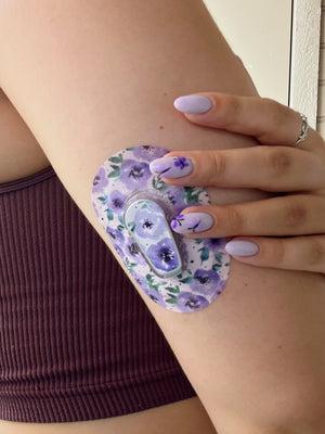 ExpressionMed Lavender Haze Variety Pack Dexcom G6 Mini Tape, Single Tape and Single Sticker, Arm Wearing Floral Themed CGM Adhesive Patch Design